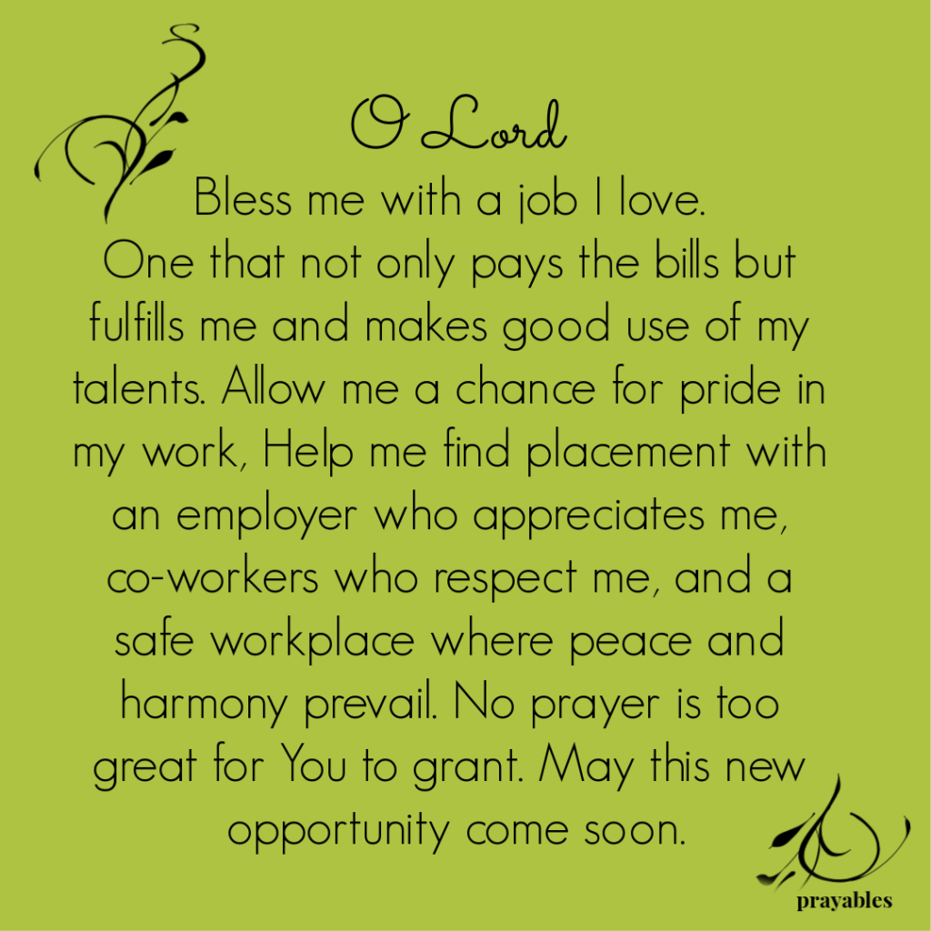 Prayer New Job Prayer Prayables