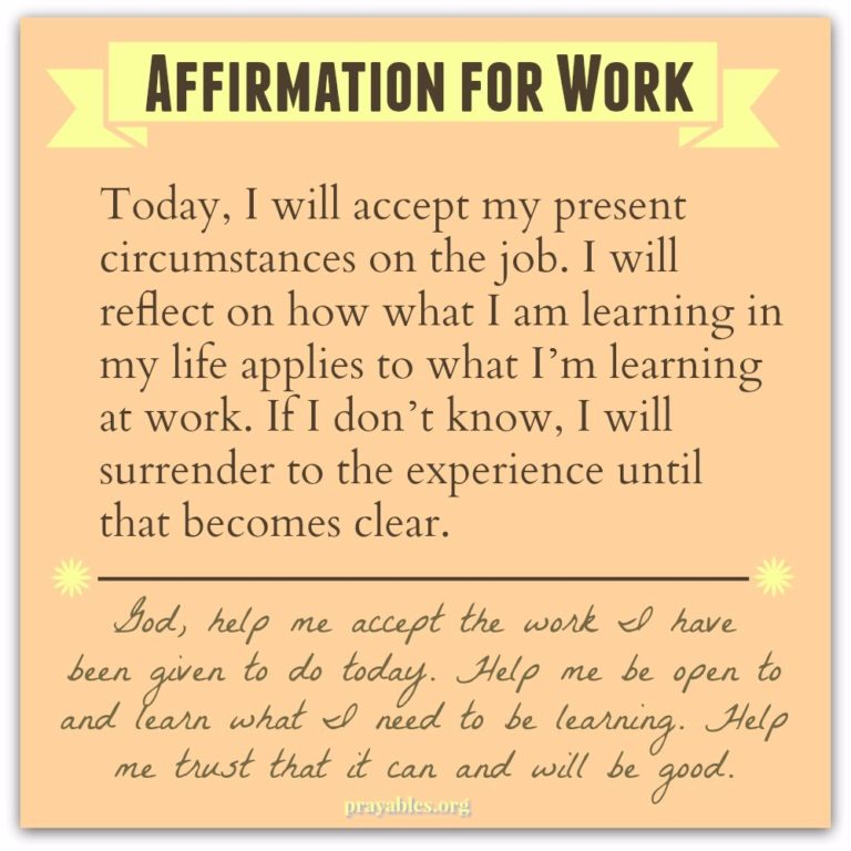 Affirmation for Work - Prayables