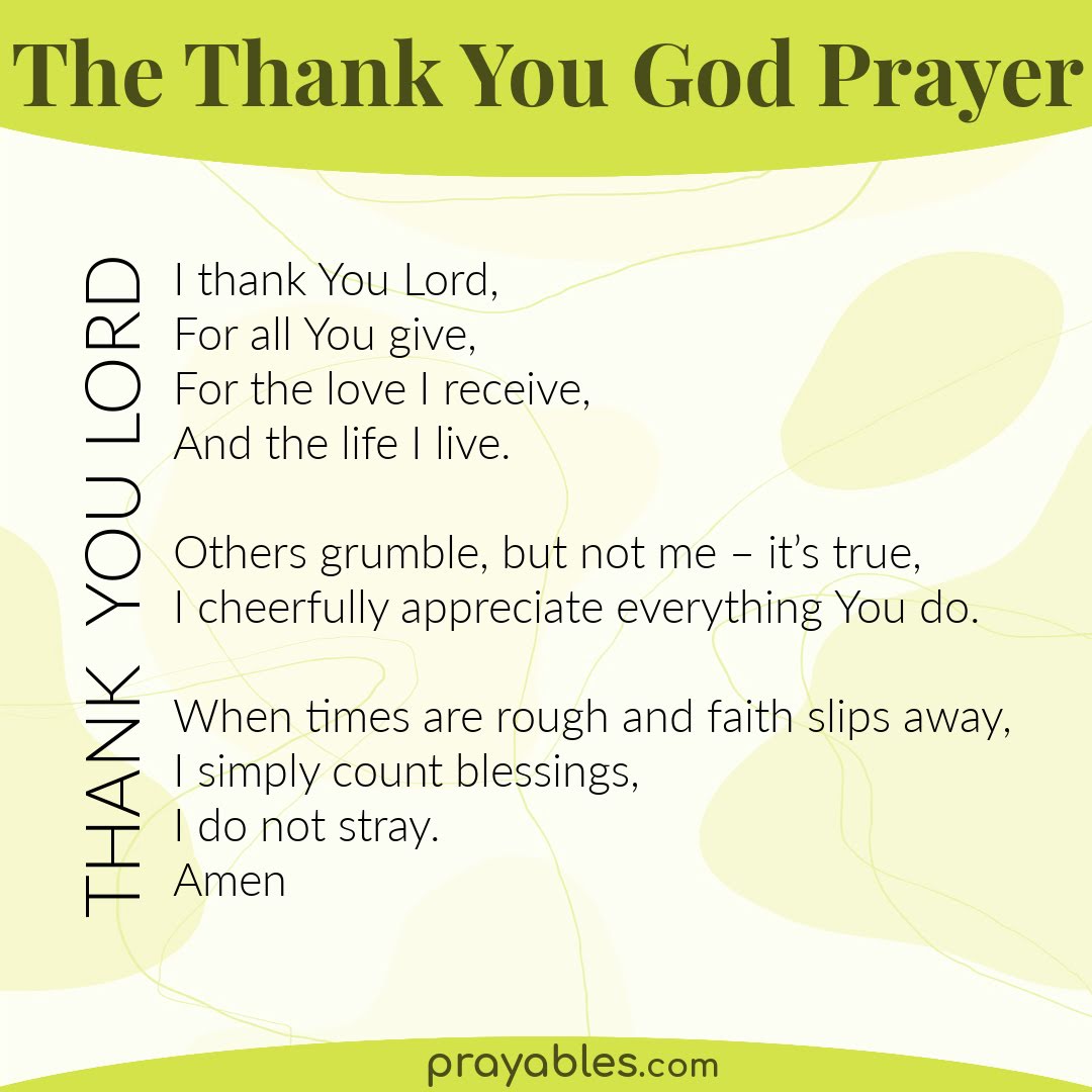 Prayer Thank You God Prayables